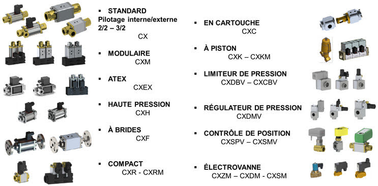 Types de vannes COAX